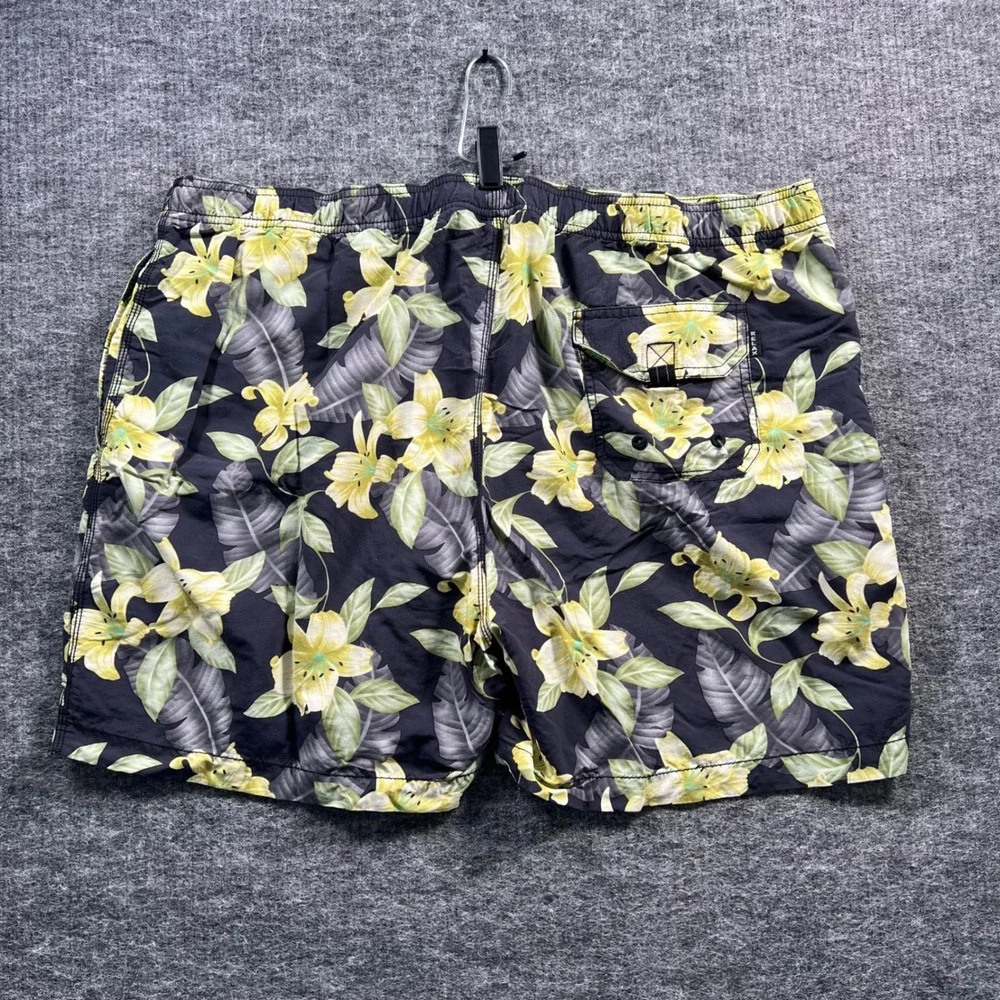 Tommy Bahama Relax Mens XL Swim Trunks Tropical Floral Black Yellow